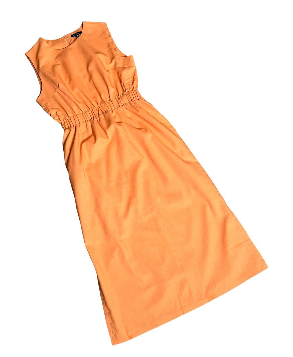 Racheal Sleeveless Mom Dress Womens Small Orange Split Sides Pockets Zip Lined
